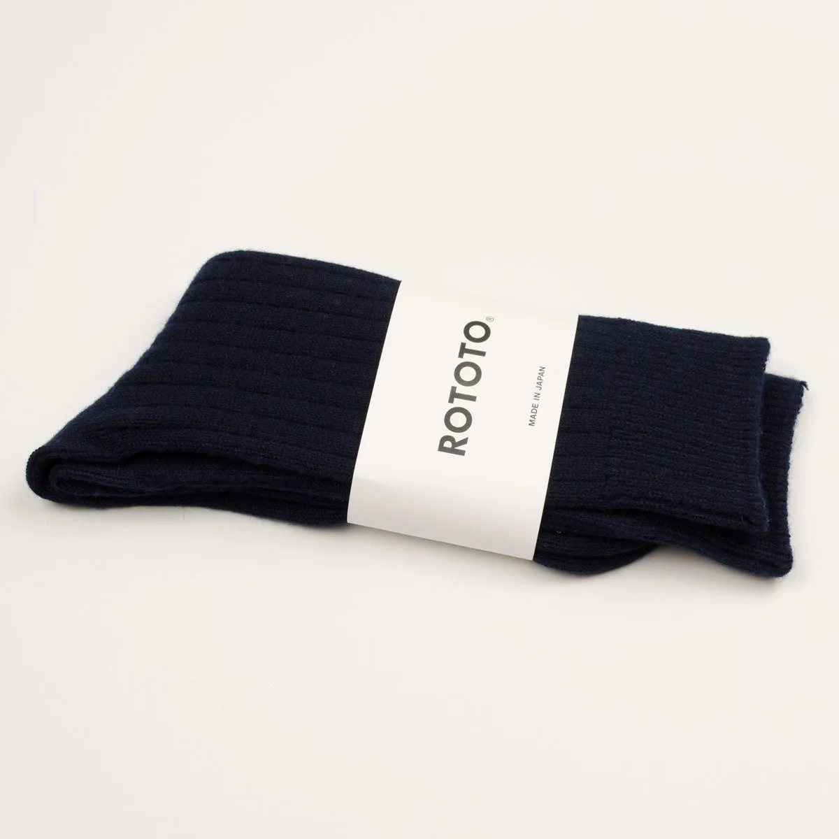 RoToTo - Cotton Wool Rib Socks - Navy