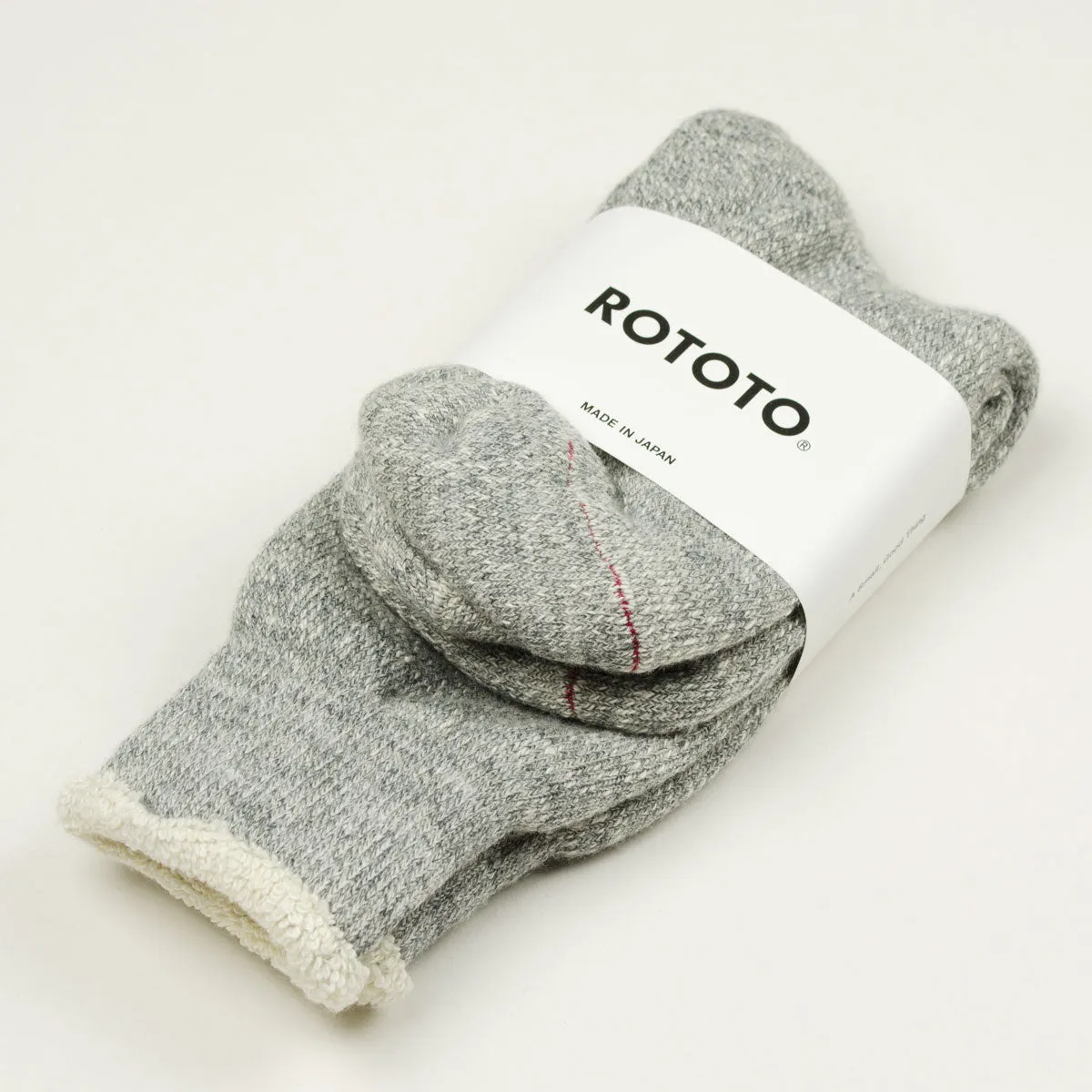 RoToTo - Double Face Merino Cotton Crew Socks - Medium Gray