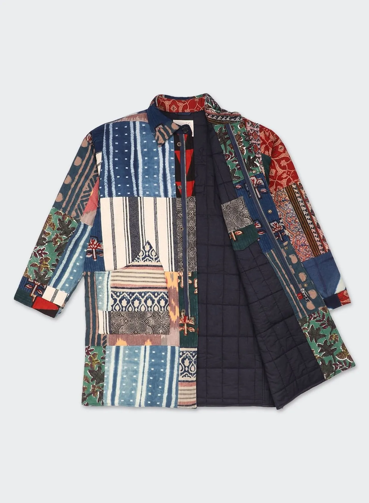 Santos Quilted Long Coat - Patchwork