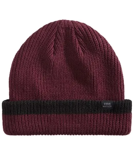 Steve Madden Mens Ribbed Cuffed Beanie Hat