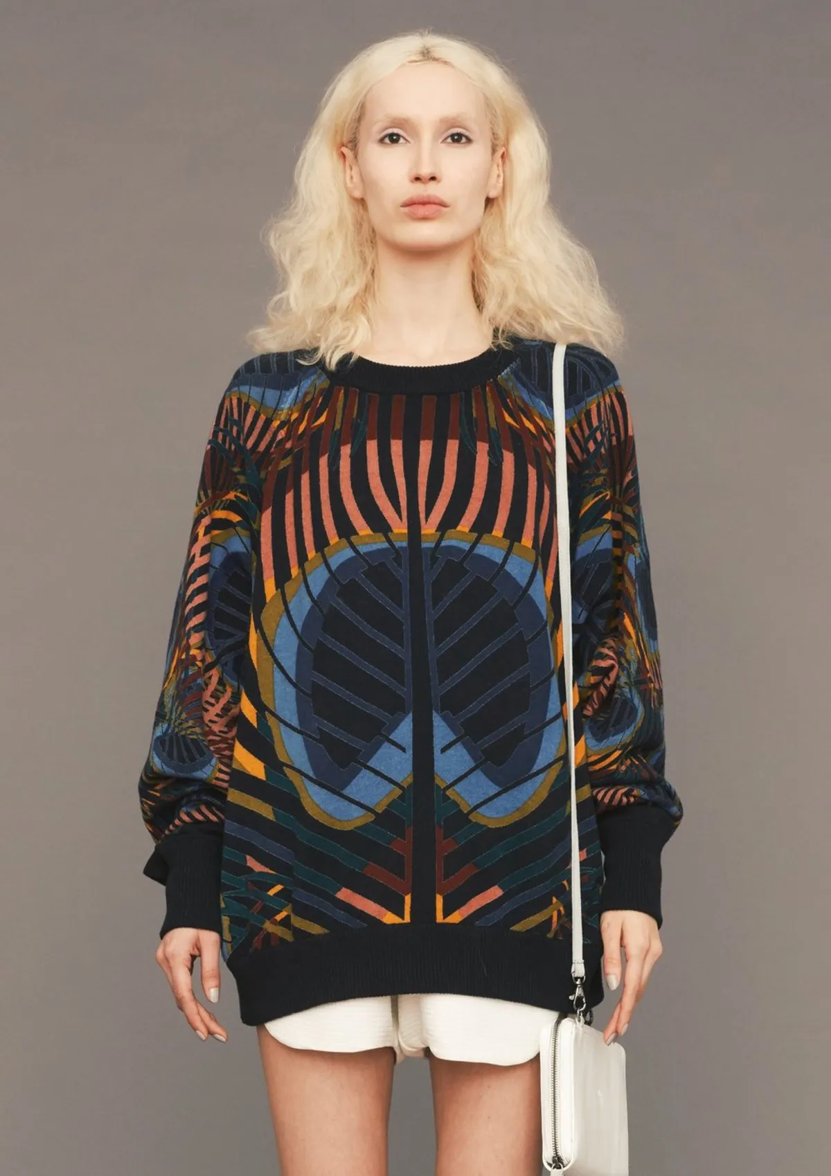 SWEATER OVERSIZED - KNIT PEACOCK color print