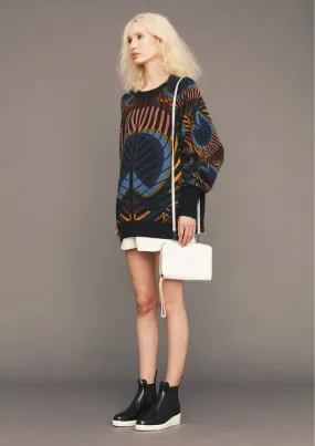 SWEATER OVERSIZED - KNIT PEACOCK color print