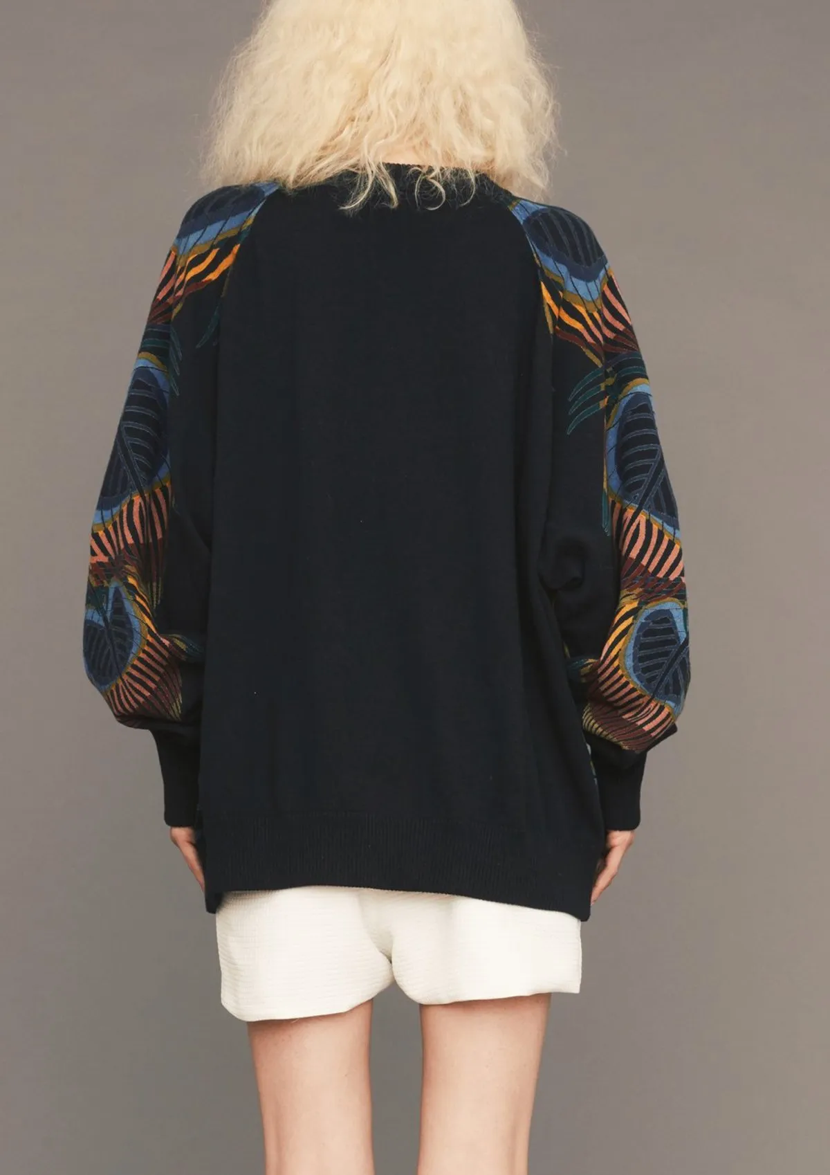 SWEATER OVERSIZED - KNIT PEACOCK color print