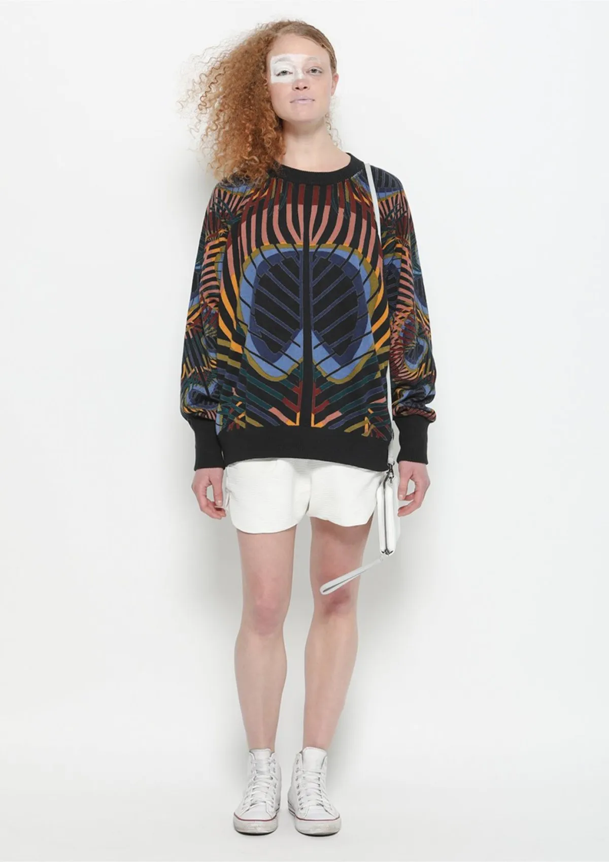 SWEATER OVERSIZED - KNIT PEACOCK color print