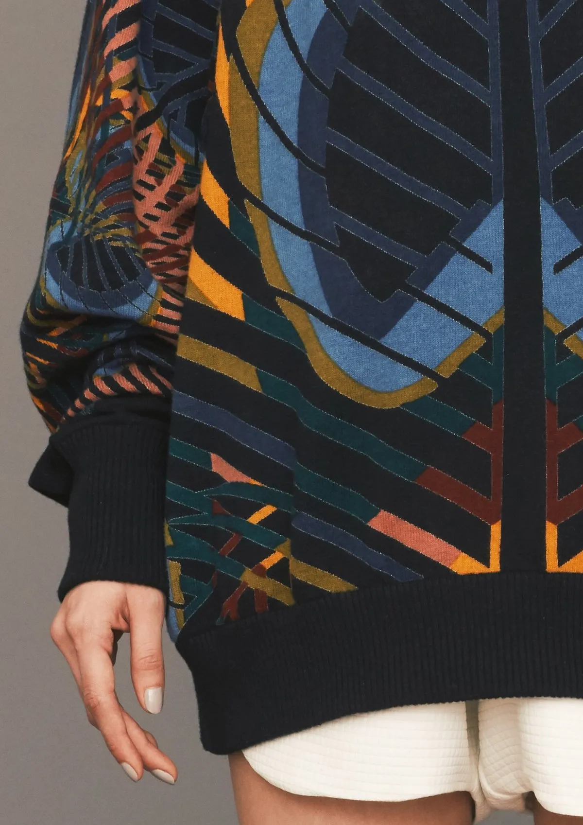 SWEATER OVERSIZED - KNIT PEACOCK color print