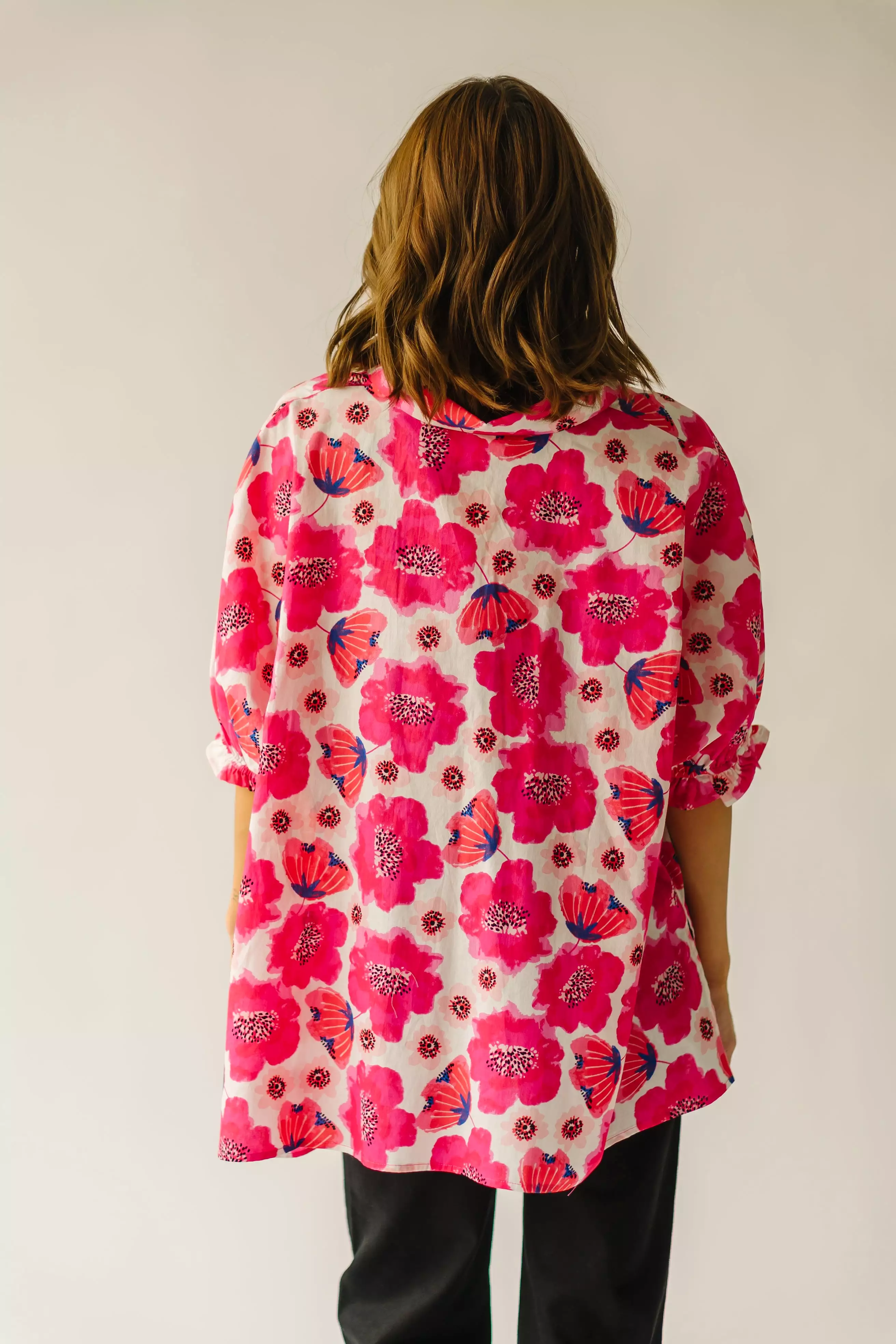 The Briar Floral Drop Shoulder Blouse in Rose