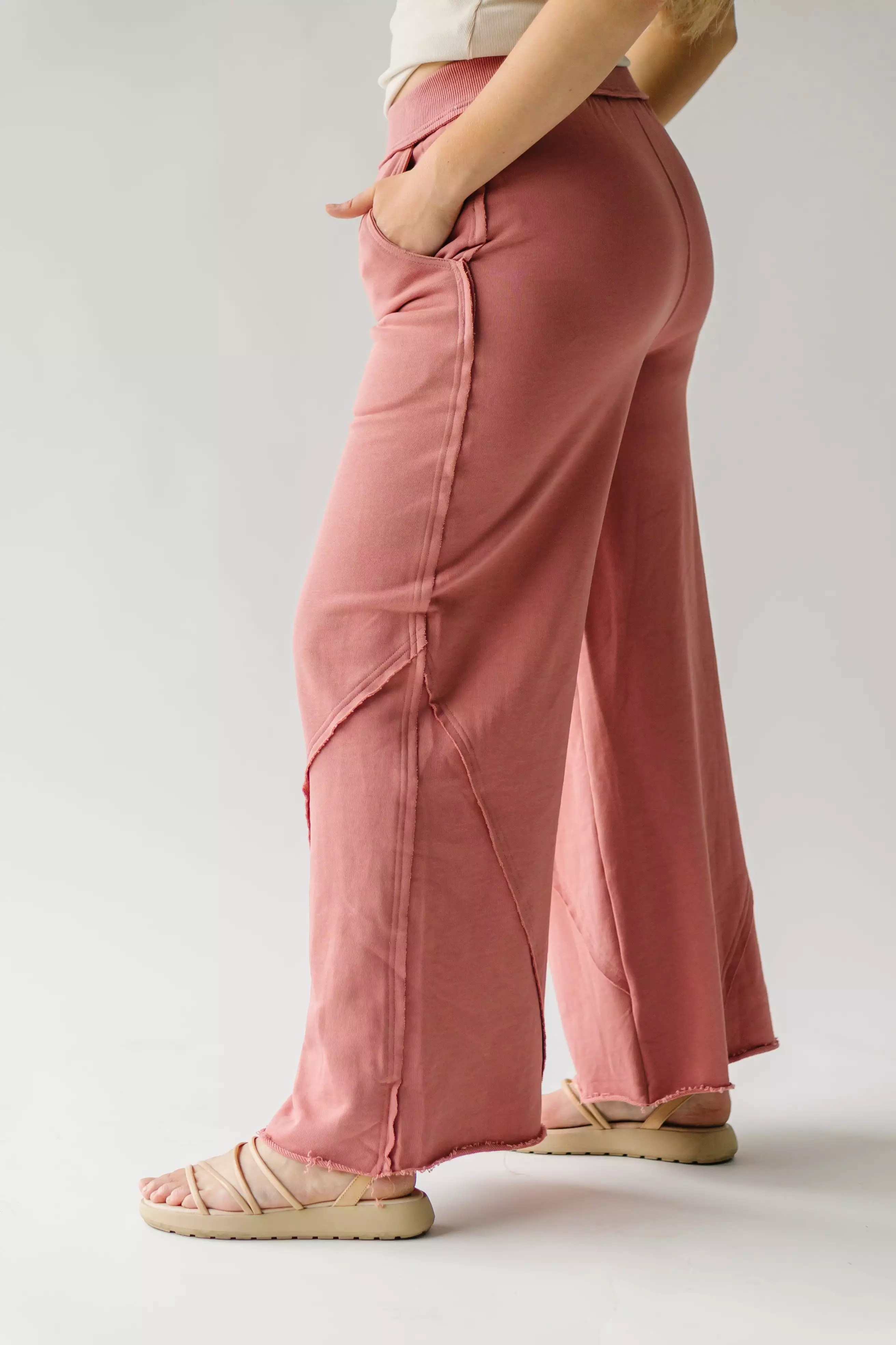 The Siggy Wide Leg Knit Pants in Rose