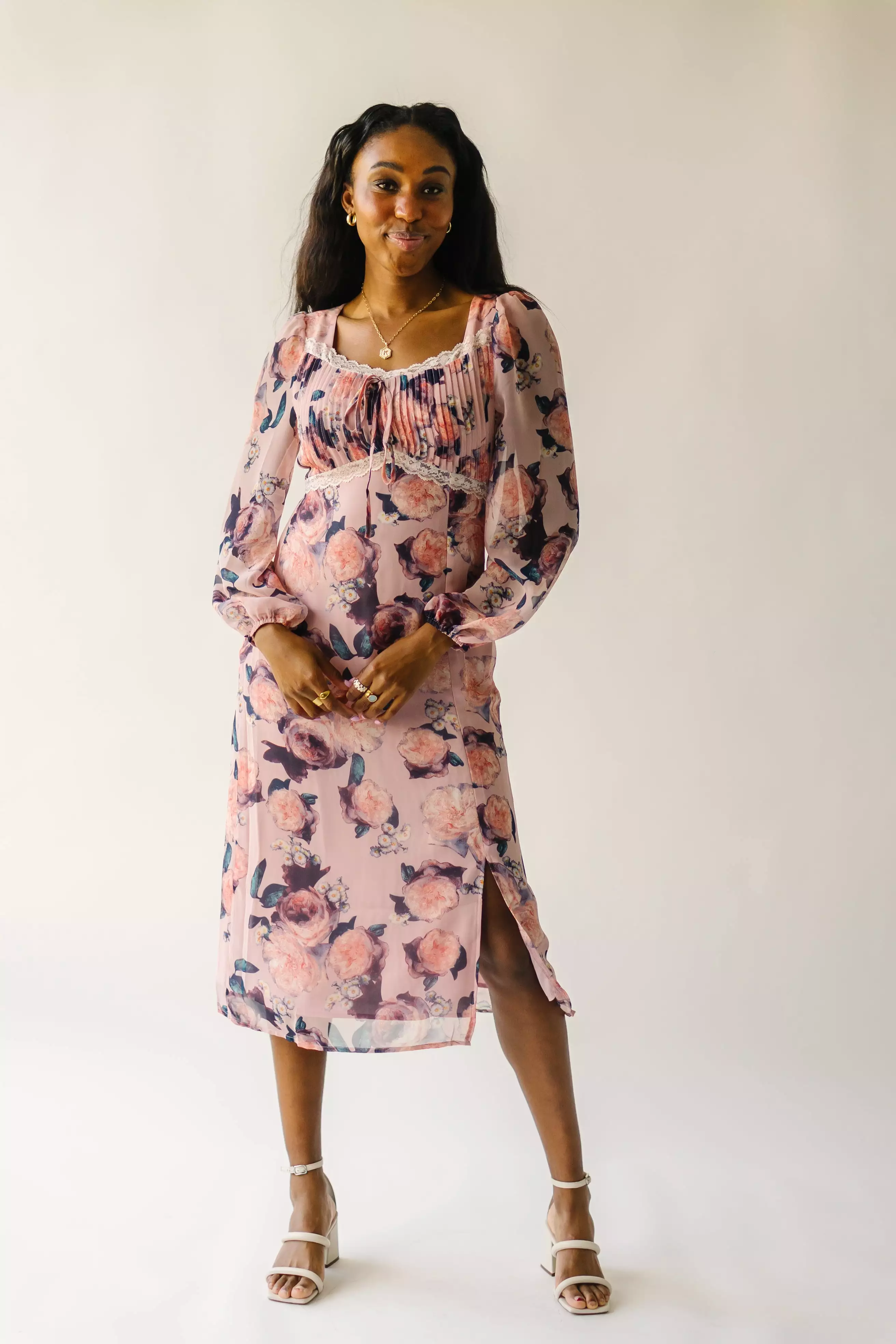 The Vienna Floral Patterned Dress in Rose