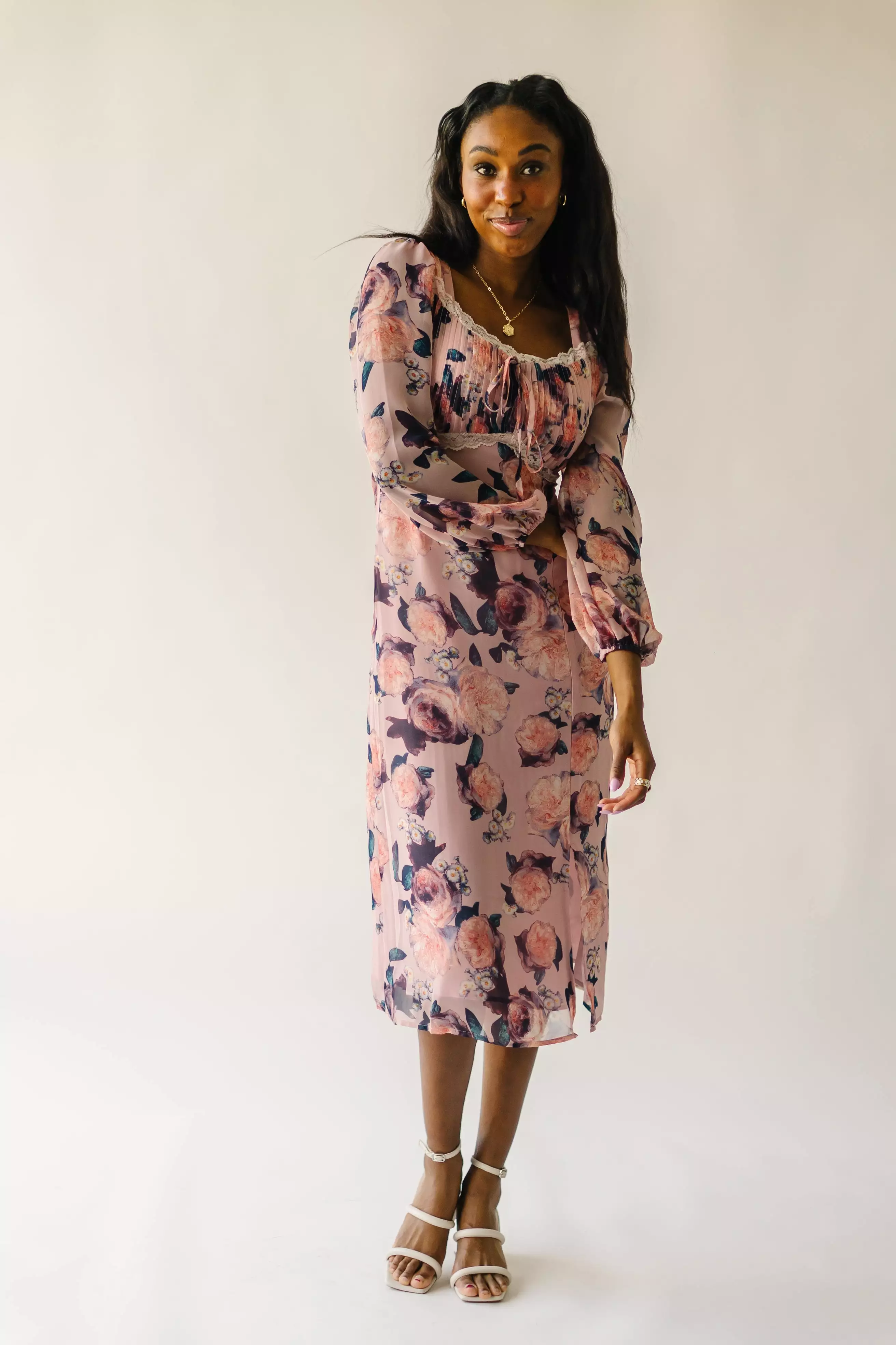 The Vienna Floral Patterned Dress in Rose