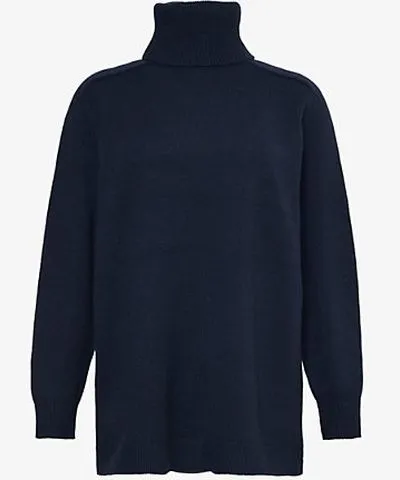 Theory Womens Nocturne Navy Roll-neck long-sleeve cashmere jumper