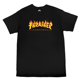 THRASHER T-SHIRT GODZILLA FLAME SS BLACK