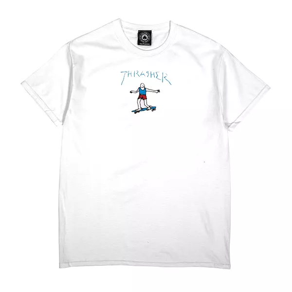 THRASHER T-SHIRT GONZ LOGO SS WHITE BLUE RED