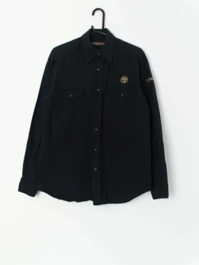 Vintage Napapijri Geographic black long sleeve overshirt – Medium