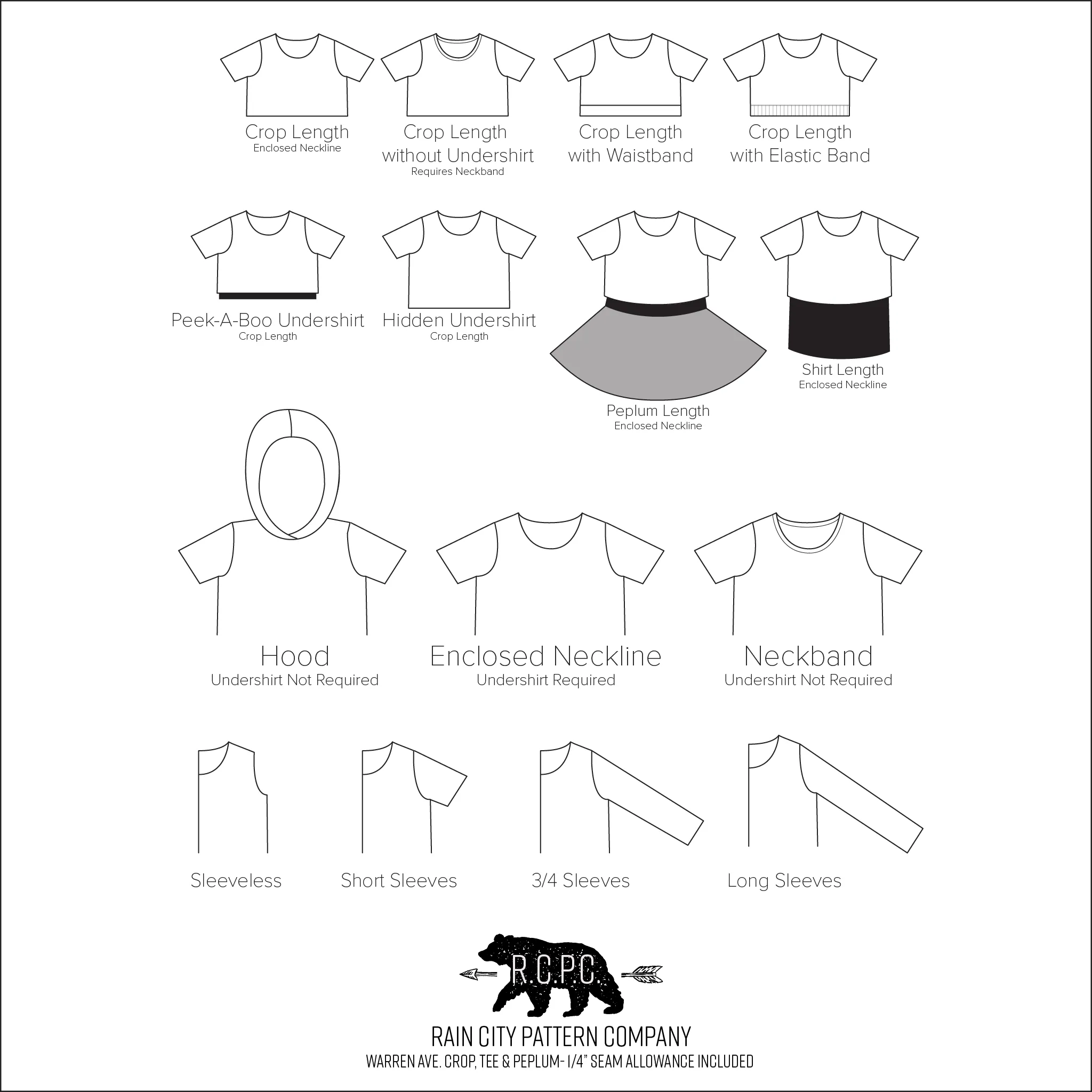 Warren Ave. Crop Top | Baby to Big Kid Sizes 12M-14 | Beginner Level Sewing Pattern