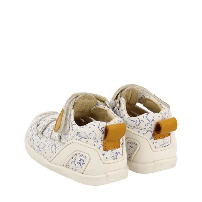 WHITE LEATHER CRAB-STYLE SANDALS WITH FANTASY PRINT FOR BABY DEVOLL