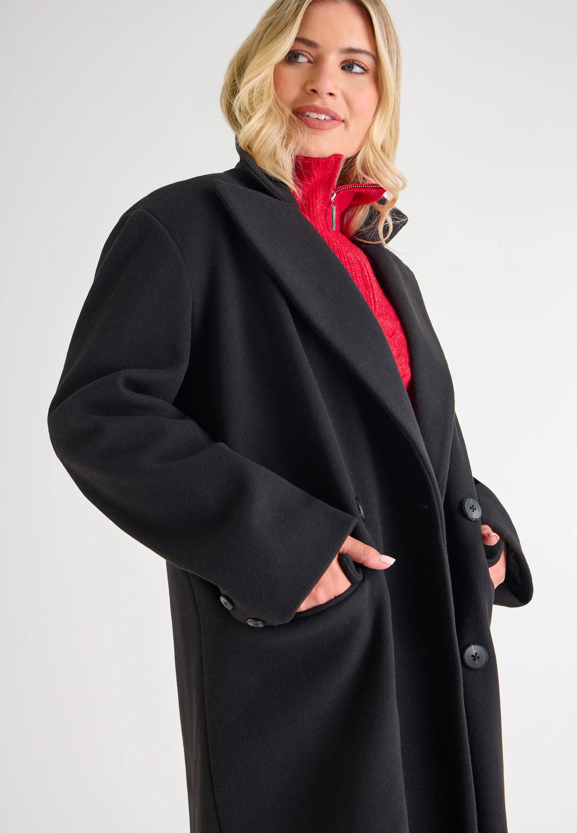 Womens Black Formal Dad Coat