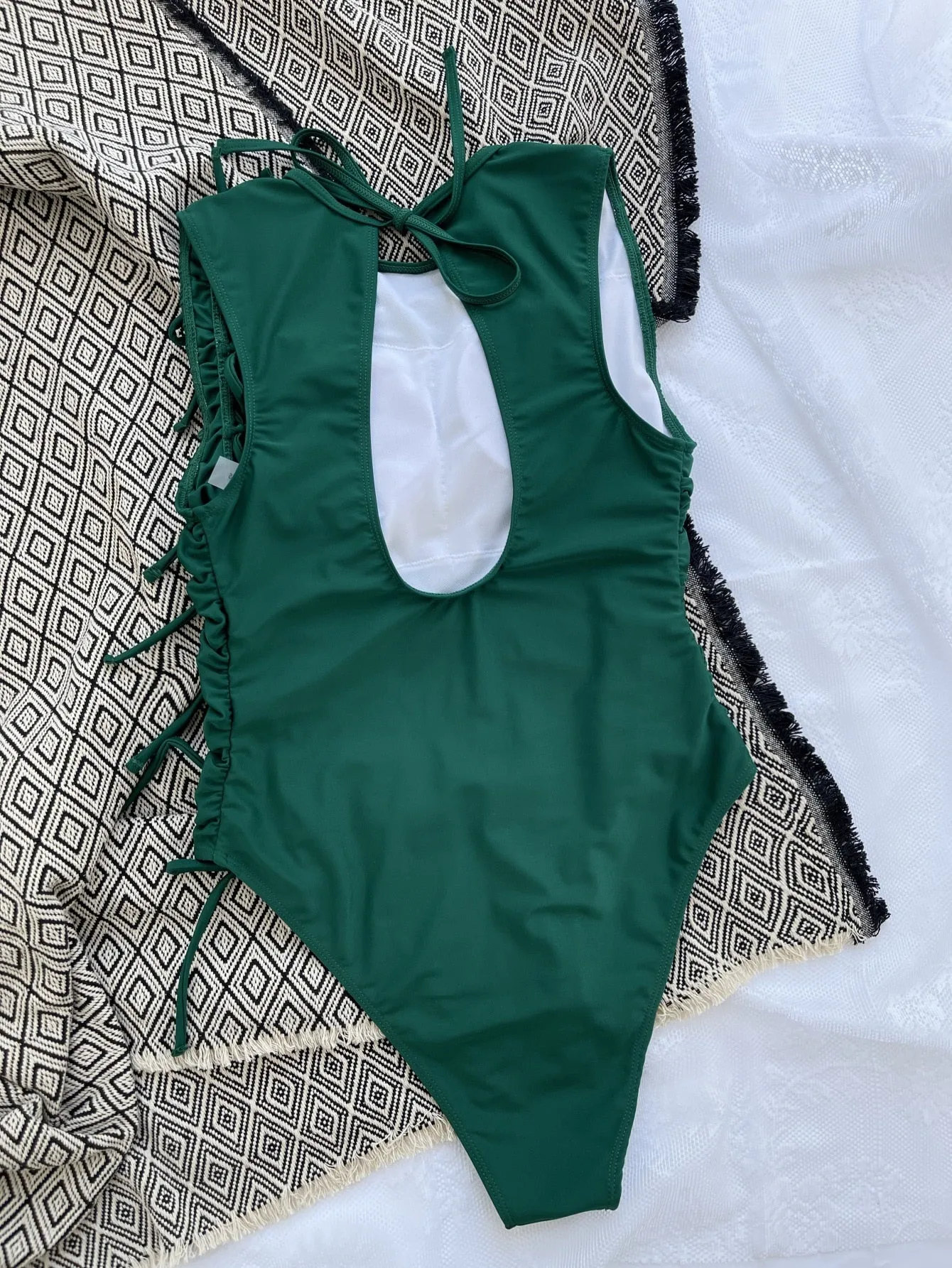 Women's Vintage Sexy Green Backless Tummy Control One Piece Swimsuit