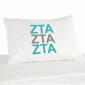 Zeta Tau Alpha Sorority Letters in Sorority Colors Pillowcase